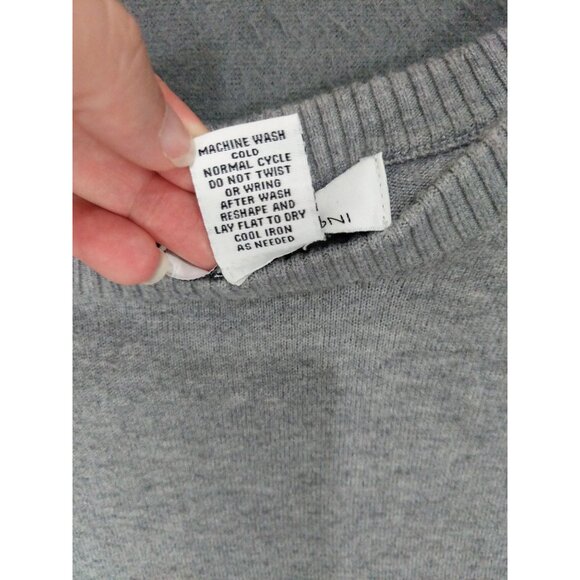 MAGASCHONI Womens Sweater SZ M Balloon Puff Sleeve Gray Knit Minimal Neutral - Picture 4 of 9